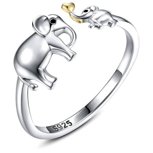 Cute Elephant Family Adjustable 925 Silver Rings Mother And Baby Love Rings  Simple Cute Animal Ring Family Jewellery Accessories | Wish