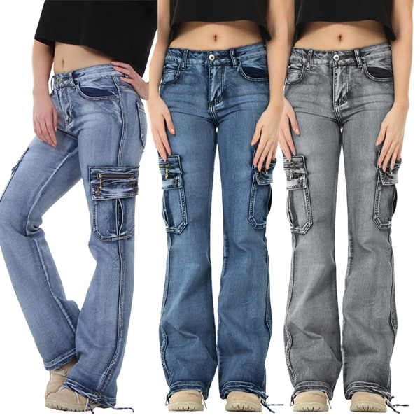 ladies denim cargo jeans