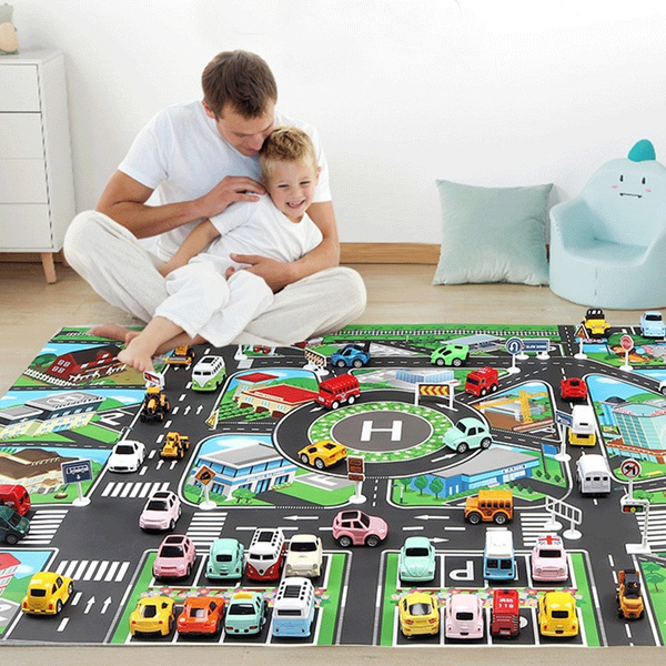 2020 Large City Traffic Car Park Mat Play Kids Rug Developing Baby ...