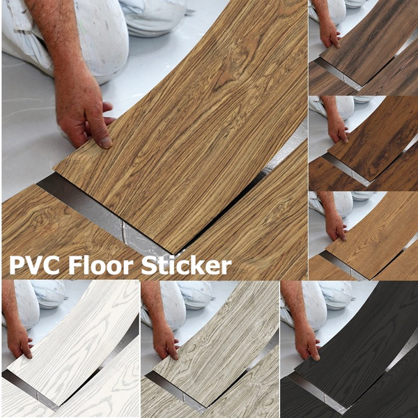 Wood Grain Floor Sticker PVC Self-adhesive Wall Sticker Bedroom Home 20x300cm 