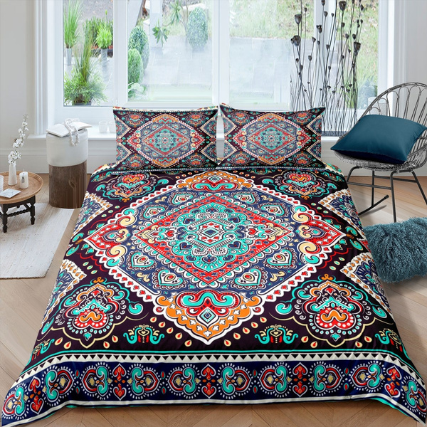 Retro Bohemian Style Flower Bedding, Bohemian Style King Size Bedding Set