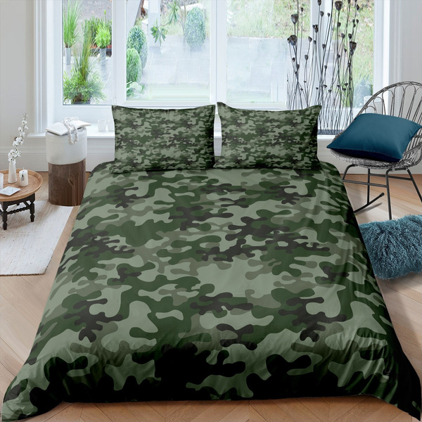3D Army Camouflage Doona Quilt Duvet Cover Set Single Double Queen King Size Boy