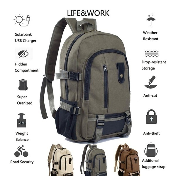 Canvas Travel Backpack Casual Canvas Backpack Stylish Unisex School Backpack  - Wishupon