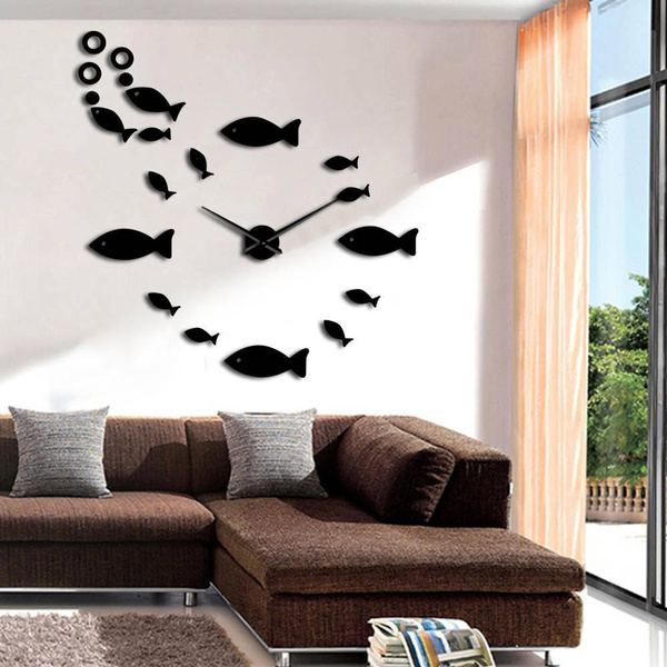 Fish Mirrored Clock 
