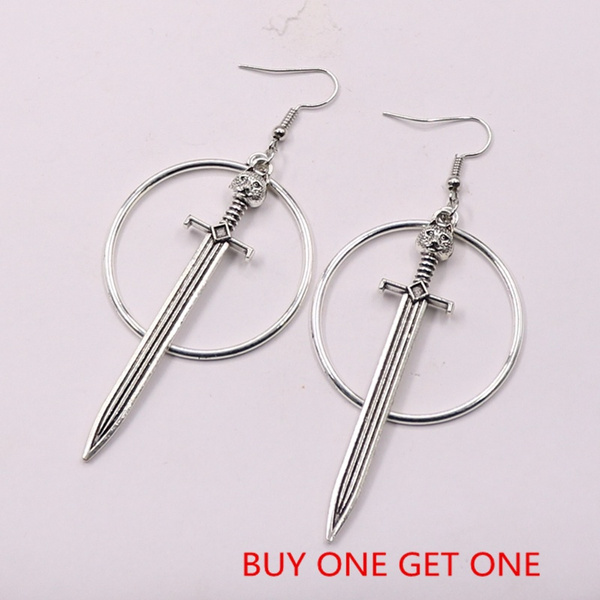 sword hoop earrings