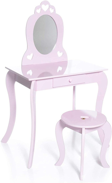 kiddie play pretend play kids vanity table and chair beauty play set with fashion & makeup accessories for girls