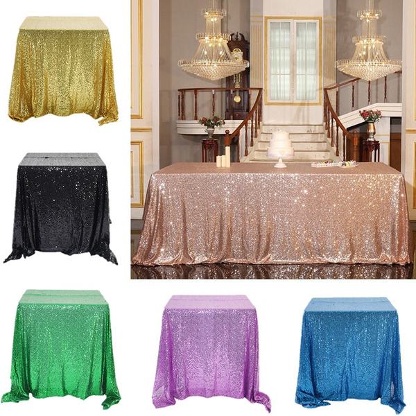 Table Skirt Tablecloth Glitter Sequin Table Cloth Multi-Color Home Wedding Decor 