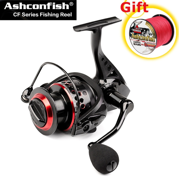 ASHCON Low Profile Freshwater Spinning Reel Max Drag 8KG Carp Fishing Reel  for Bass Winter Fishing CF2000-7000 Series with A Free Gift of 4 Braided  100m Fishing Line