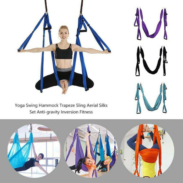 Yoga Swing Hammock Trapeze Sling Aerial Silks Set Anti Gravity Inversion 5