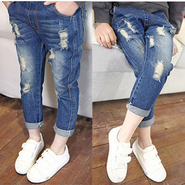 Young Girls Casual Jeans Kids Solid Pants Clothes Children Girl Denim ...