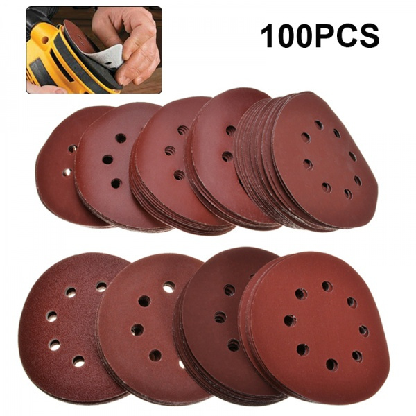100pc 125mm 5/" Sanding Discs Pads 80-3000 Mix Orbital Sander Hook Loop Sandpaper