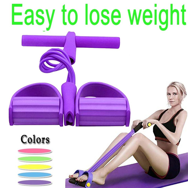 Natural Latex Foot Pedal Elastic Pull Rope with Handle Fitness Equipment 