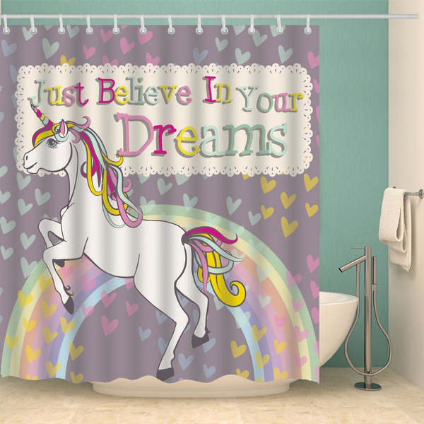 Adorable Colorful Design Girls Unicorn, Unicorn Shower Curtain