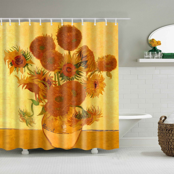 Vase Bathroom Decor Shower Curtain Wish, Van Gogh Sunflower Shower Curtain