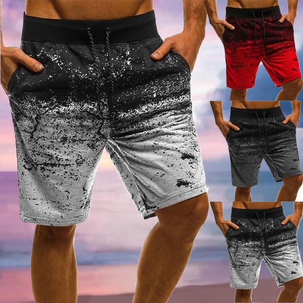 Mens Beach Pants Sports Shorts，Mens Summer Fashion Printed Shorts 