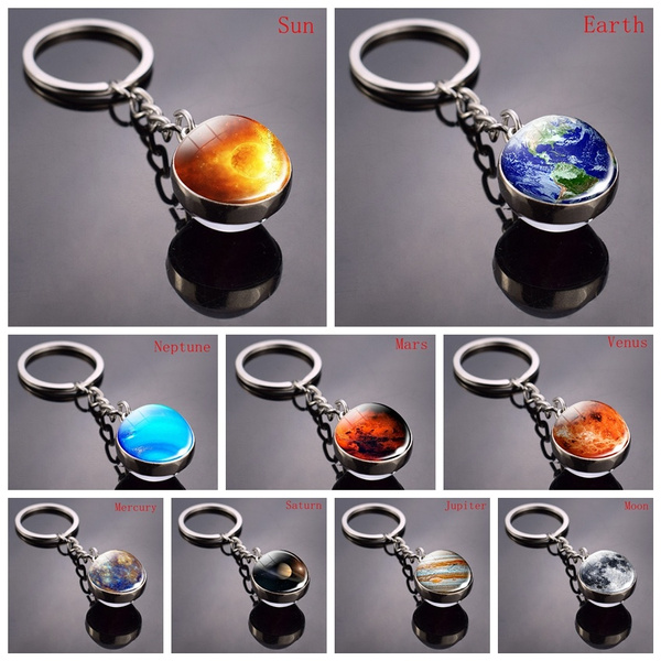 Solar System Keyring Set With Planet, Galaxy, Nebula, Star, Moon, Earth  Picture, Double Sided Glass Ball Space Key Chains From Yambags, $18.98