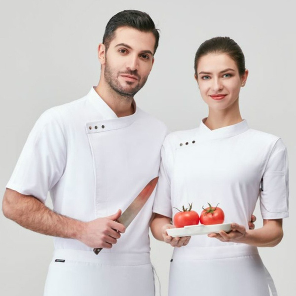 Chef Jacket Men Women Short Sleeve Restaurant Uniform Kitchen Cook Clothes  Bakery Waiter Wear(Only Jacket)
