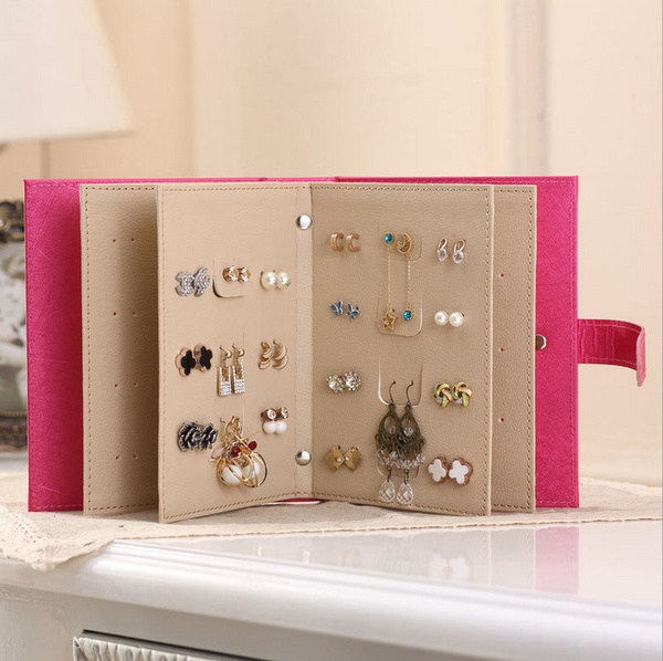 Stud Earrings Collection Book PU Leather Earring Storage Box Jewelry  Display Holder Jewellery Organizer