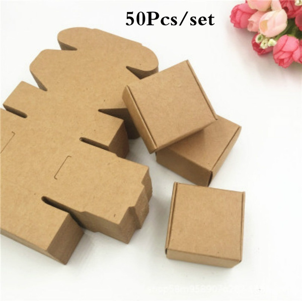 50pc Cardboard Mini Box SIZE 5.5cmx5.5cmx2.5cm DIY Kraft Paper Box Soap Box  Jewelry Packing Gift Box