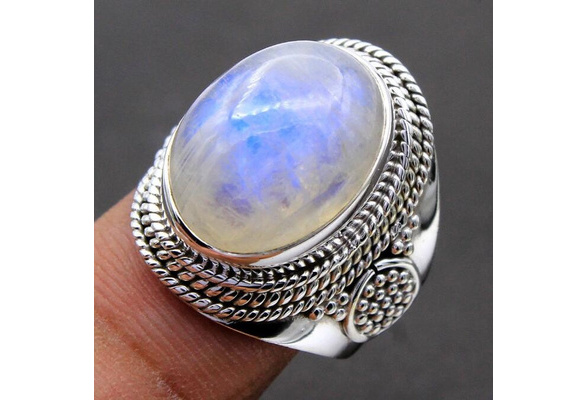 Details about   Moonston Rainbow 925 Sterling Silver Statment Ring For Gift