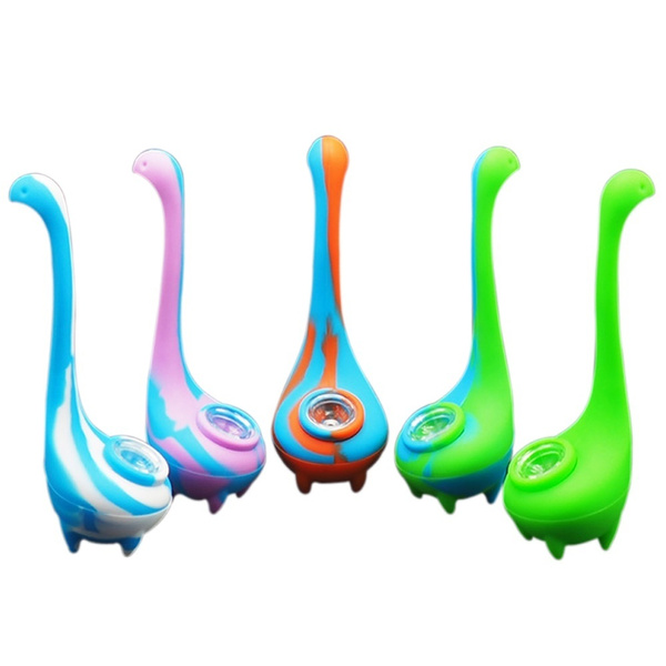 Silicone Glass Water Pipe 6.4'' Dab Rig Beaker Bubbler Smoking Pipe Tube  Hybrid Pipe Portable Dry Herb Hookah With 14mm Glass Bowl