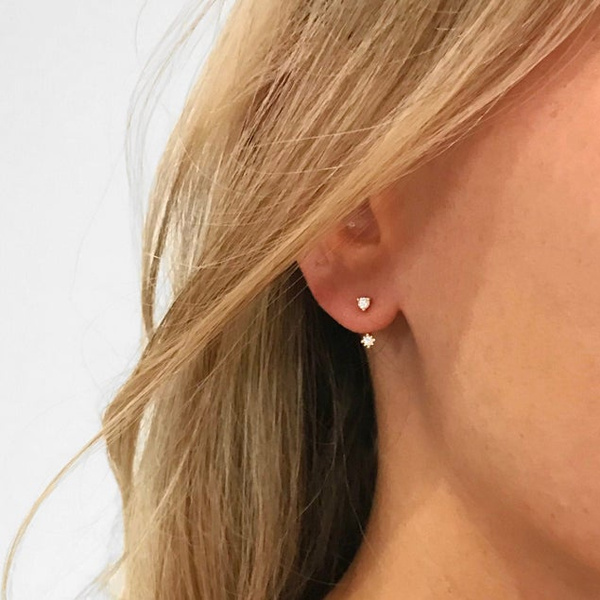 Buy Floral Front Back Earrings - Ear Jacket - Dainty Ear Jacket - Gold  Earrings - Ear Jacket Earrings - Minimal Earring - Dainty Ear Jacket at  Amazon.in