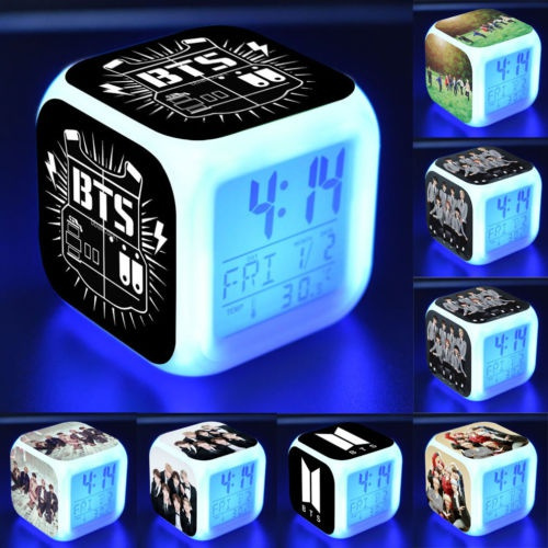 BTS Bangtan Boys Color Changer LED Night light Digital Alarm Clock Chrismas Gift 