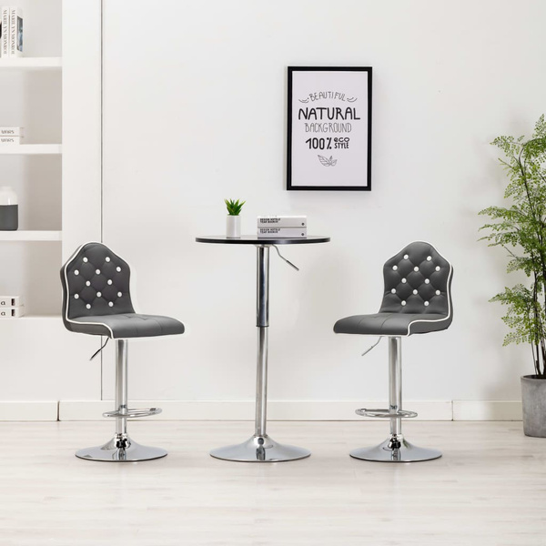 Bar stool 2 pieces. Gray synthetic leather Barhocker Barkruk Tabouret ...