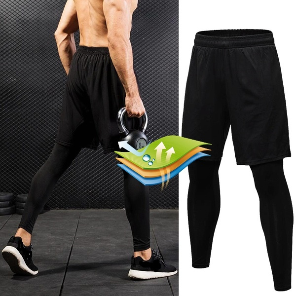Men's Compression Long Pants Cool Dry Gym Activewear Bottoms Tight fit Legging 