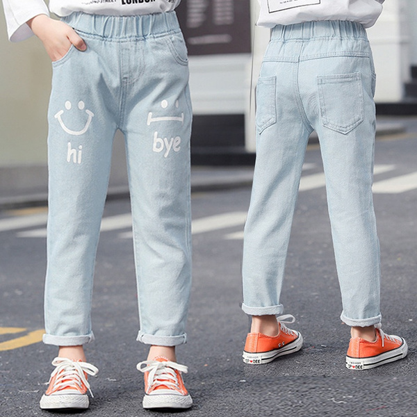 Kids Girls Fashion Jeans Clothes Casual Denim Pants Children Girl Simple  Long Trousers