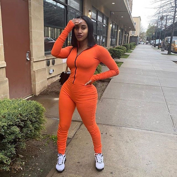 Ladies cheap orange jumpsuit