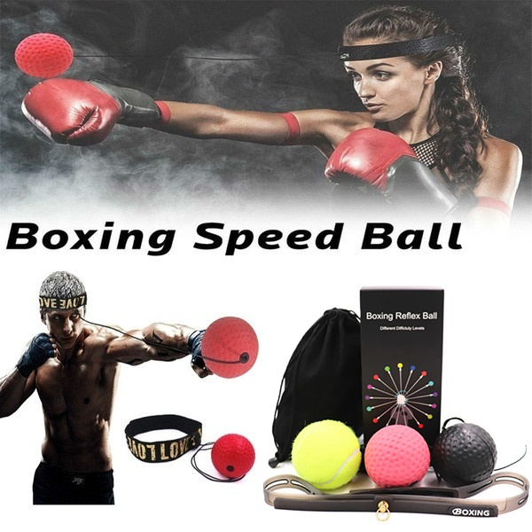 Fight Ball Reflex Boxing React Training Boxer Speed Punch Head Cap String Ball 