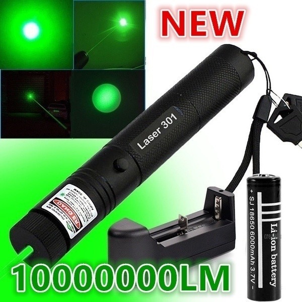 60Mile 532nm Green Laser Pointer Pen Visible Beam 18650 Rechargeable Torch Lazer 