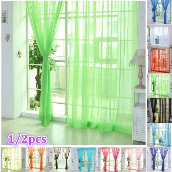 Coloful Floral Tulle Voile Door Window Curtain Drape Panel Sheer Divider 