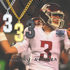 Steel, number8necklace, gold, Football