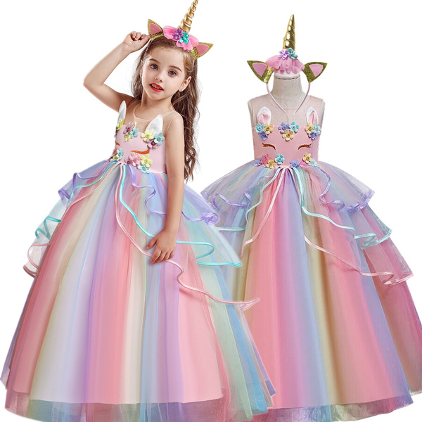 rainbowtulledre, girls dress, long dress, Dress