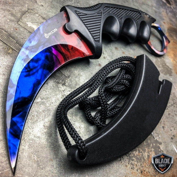 CSGO Tactical Karambit Neck Knife Survival Hunting Fixed Blade - Marble ...