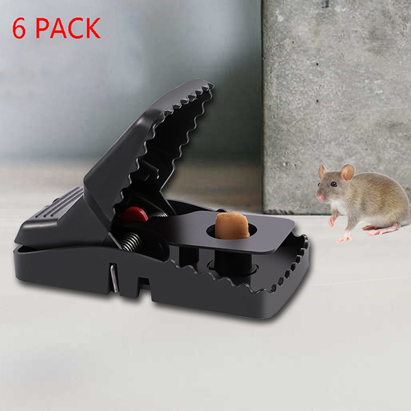 6-Pack Reusable Mouse Traps Rat Trap Rodent Snap Trap Mice Trap Catcher Killer, Size: Small, Black