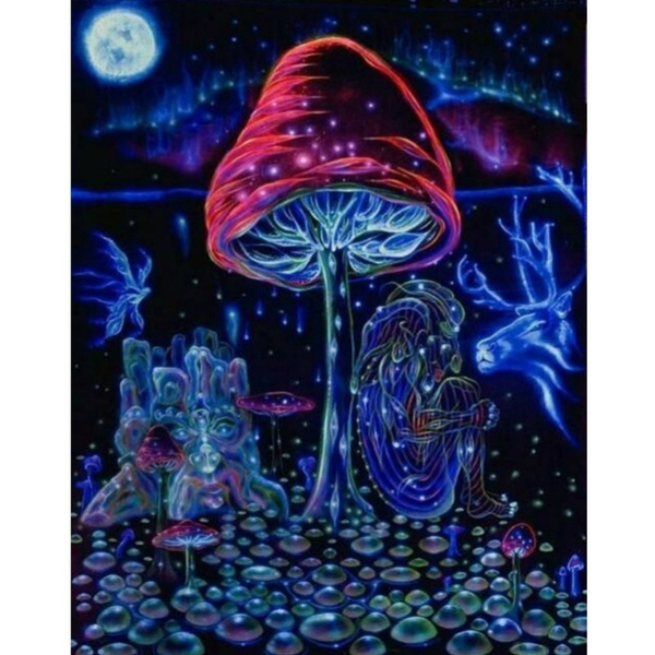 Paint with Diamonds Painting Dark Psychedelic Magic Mushrooms
