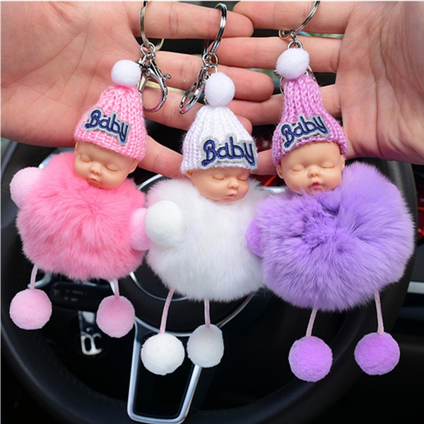 Fluffy on sale ball keyring