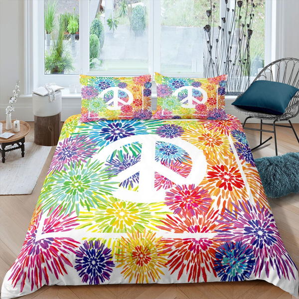 Hippie Hippy Duvet Cover Peace Sign, How To Tie Corners Of Duvet Cover