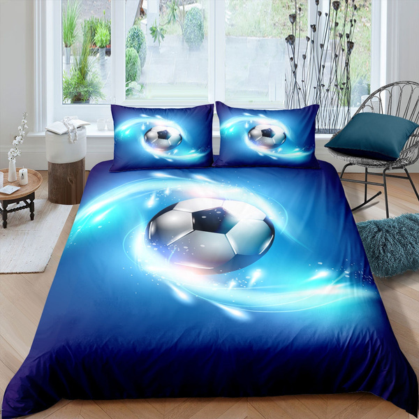 Football Pattern Comforter Cover, Soccer Bedding Twin