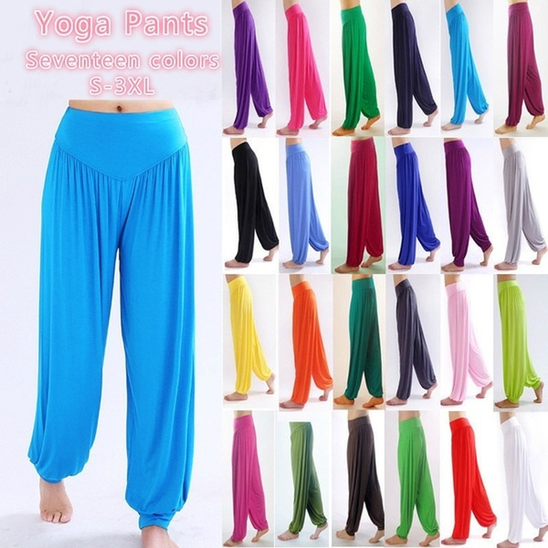Loose-fitting Yoga Pants Female Bloomers Solid Color Seamless High Waist Sports Fitness Pants S