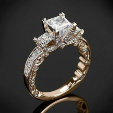 Sterling, squaresapphire, Princess, wedding ring
