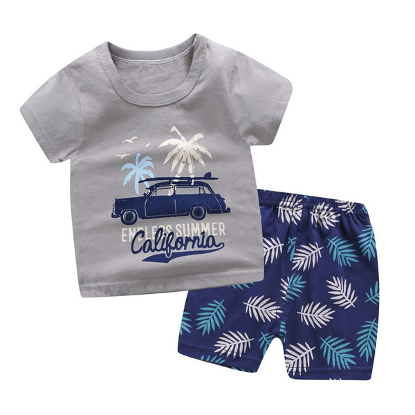 FeiliandaJJ Baby Boys Clothes Set 2Pcs Kids Toddler Boy Cute Fashion Cartoon Grab Print T-Shirt Tops Shorts Pants Outfits Set