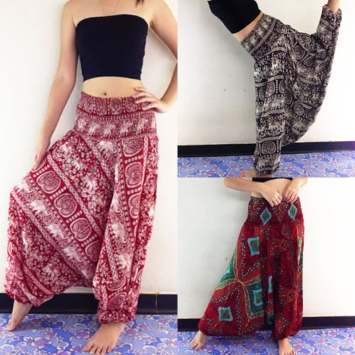 Lu's Chic Women's Boho Hippie Pants Harem Yoga Pant Indian Bohemian Summer  Beach Cinch Bottom High Waisted Printed Print Dance Style1 14-16 -  Walmart.com