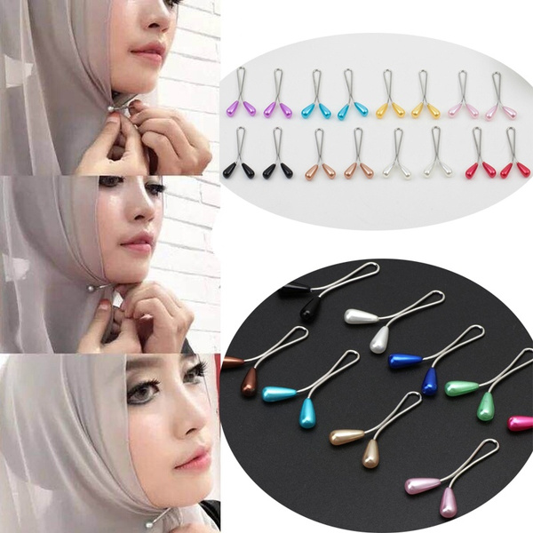 12 Pcs Pearl Clip Scarf Pin Headscarf Shawl Scarf Accessories Lady