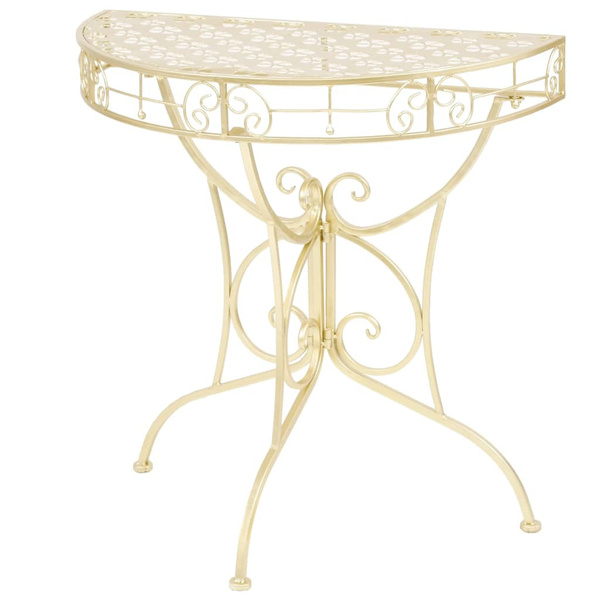 Side Table Vintage Style Half Round Metal 72x36x74 cm Gold ...