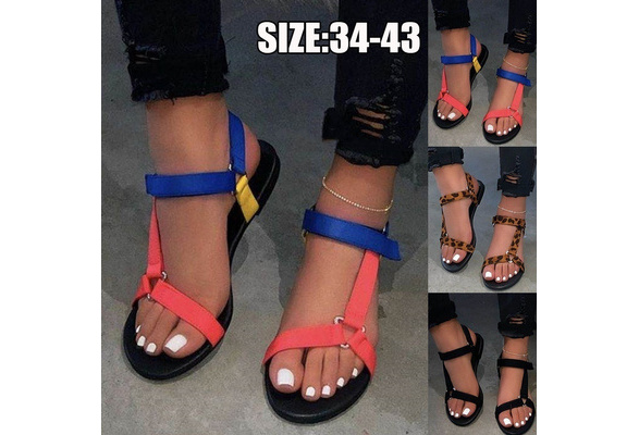 ankle strap flat with velcro open toe plain sandals