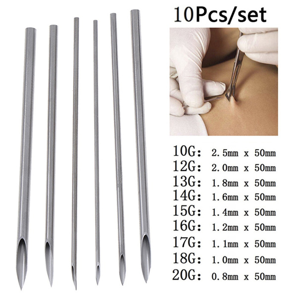 Hollow Piercing Needles, 20g, 18g, 16g, 14g, 12g, DIY Piercing